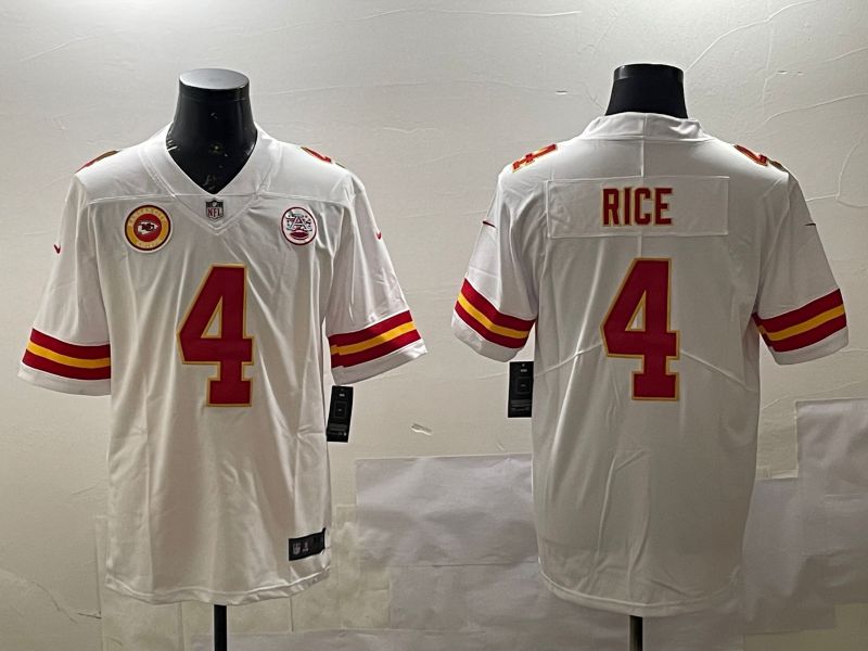 Men Kansas City Chiefs 4 Rice White Second generations 2025 Nike Limited NFL Jersey style 6